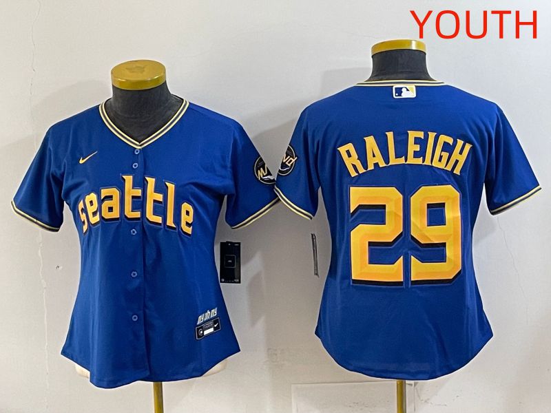 Youth 2025 Seattle Mariners #29 Raleigh Blue City Edition Nike MLB Jersey style 1
